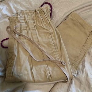 Paper bag waist tan pants size medium